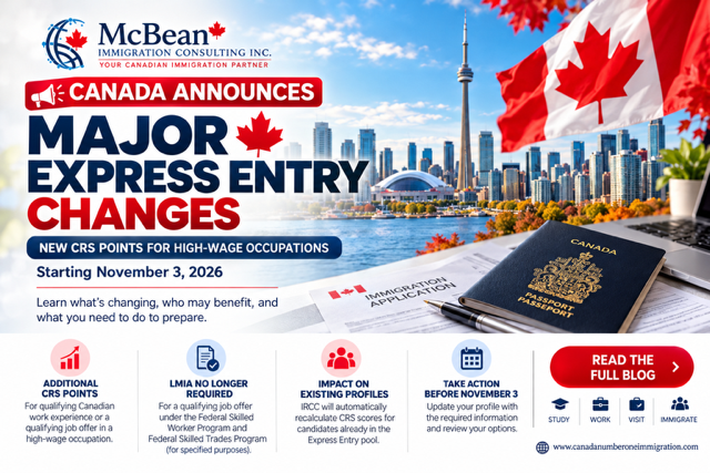Canada Announces Major Express Entry Changes: New CRS Points for High-Wage Occupations Starting November 3, 2026